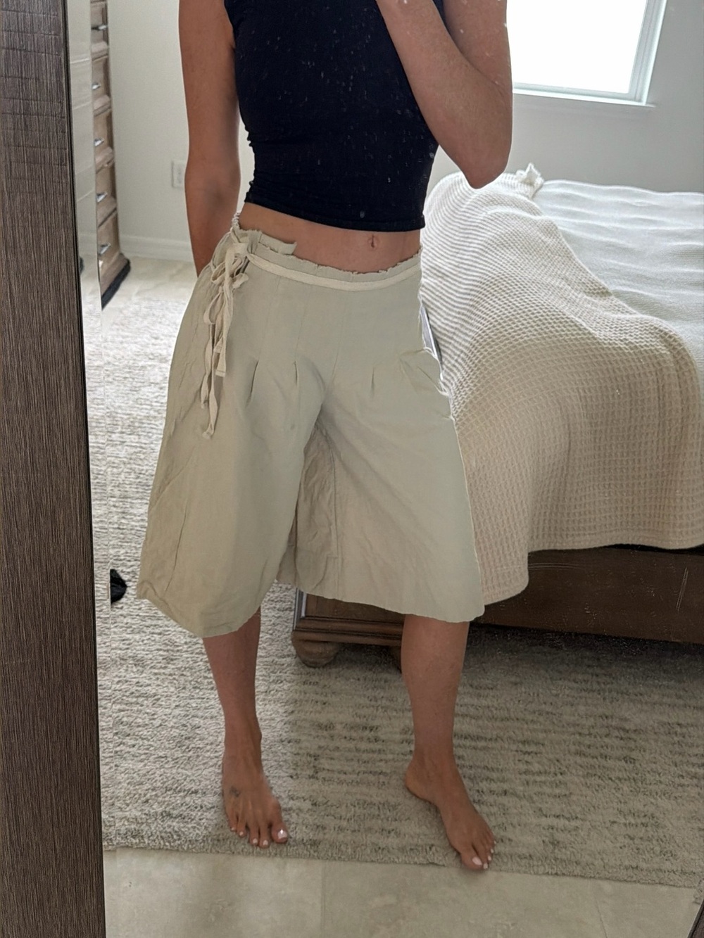 free people linen blend bermuda shorts